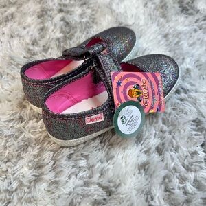 Cienta Sparkly Kids Dress Shoes - Black and Pink
